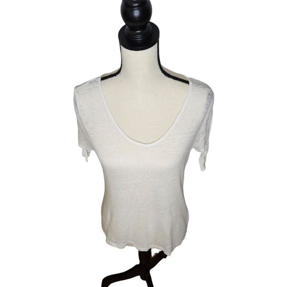 Vince Camuto White Top with Tie Sleeves - Picture 2 of 7
